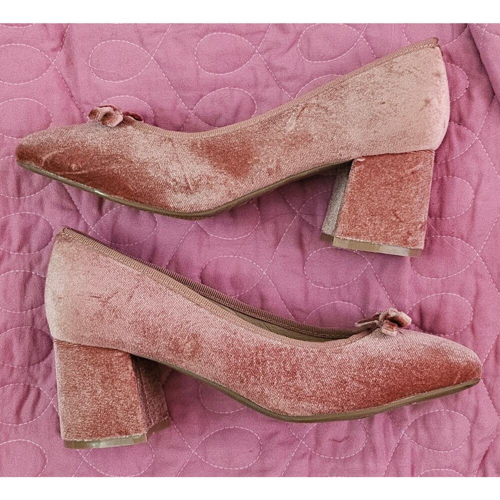 Ec. MSRP $40 NWOB TOP MODA COMFORT PINK VELVET BLOCK HEEL PUMPS ♡SIZE 7♡ - Picture 5 of 8